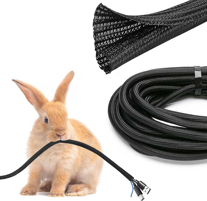 JOTO 10 Feet Cable Management Sleeve -Black | Cord Organizer System by JOTO