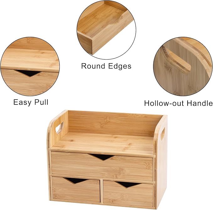 Hacaroa 3 Tier Bamboo Desktop Organizer - Image 4