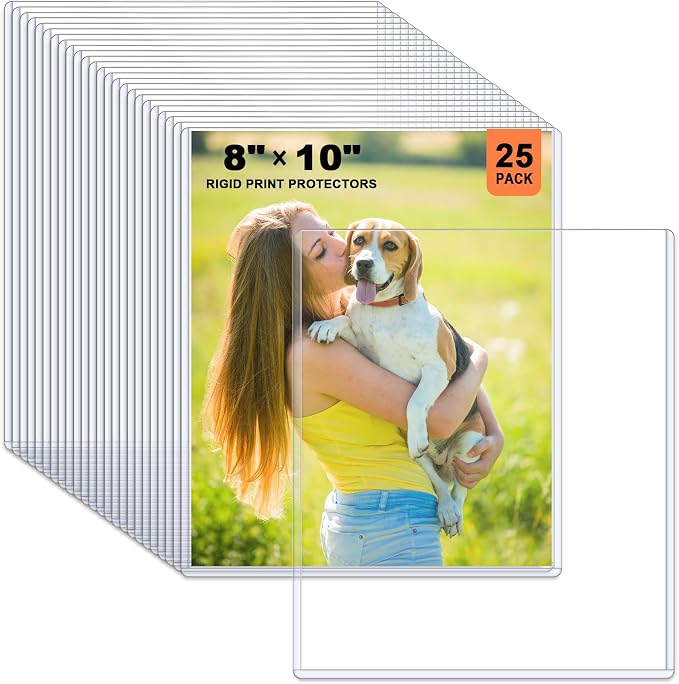 Ndsox 25 Pack 8" x 10" Rigid Print Protectors Clear Hard Plastic Sheet by NDSOX