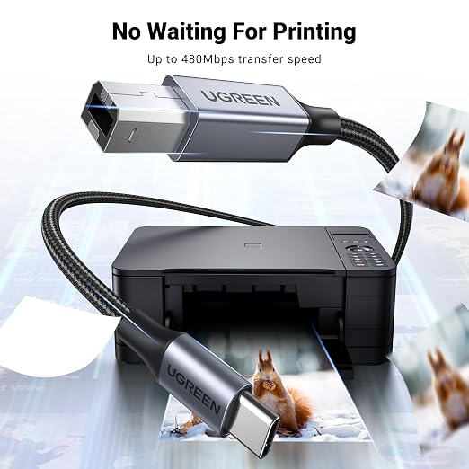 UGREEN USB B to USB C 10 FT Printer Cable, Nylon USB B to C Cord - Image 8