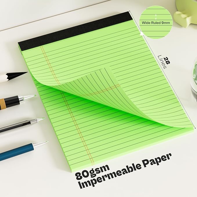 4 Pack Green Legal Pads 8.5 x 11 Green Note Pads 8.5 x 11 Notepad 8.5 x 11 - Image 4
