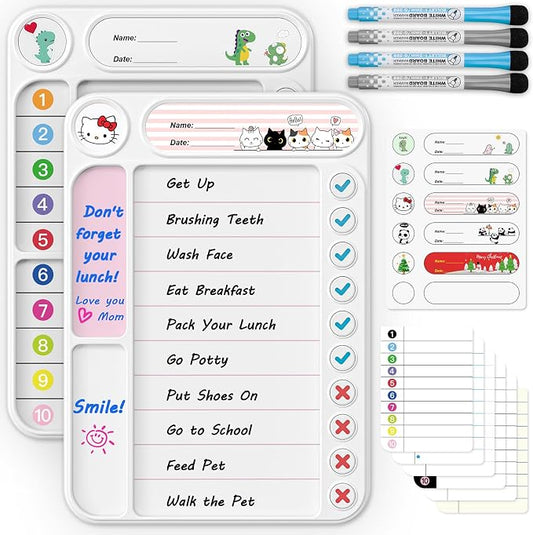2-Pack Magnetic Chore Chart for Kids, ADHD Task Tracker Easy-Check Routine Dry by LightUpYourCreativity