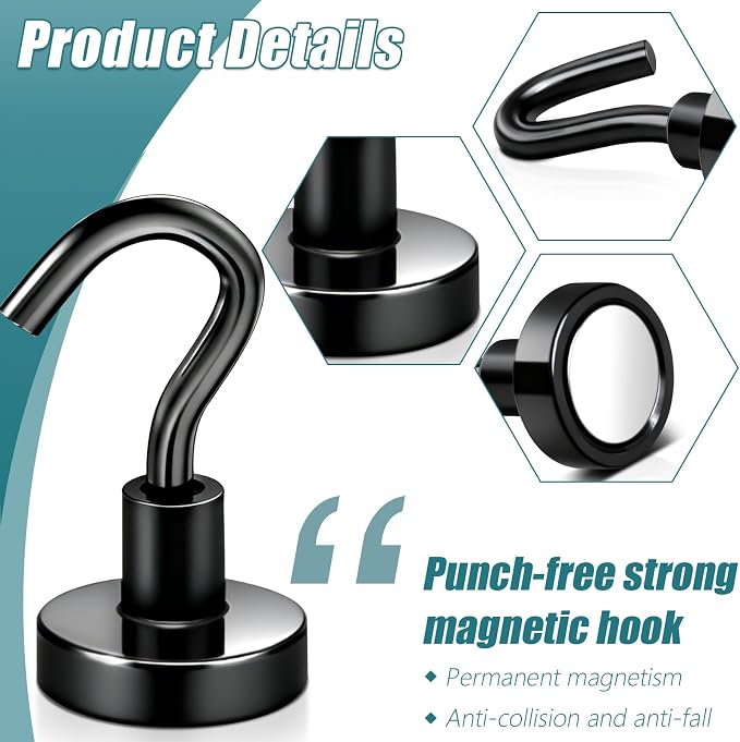 MAGXCENE 50 Pack Magnetic Hooks Heavy Duty, Strong Magnet Hooks - Image 2