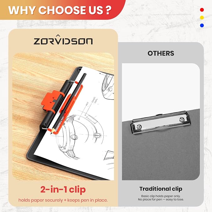Clipboard with Pen Holder, Aluminum Frame & 2-in-1 Upgraded Clip, A4 Size 12.5 - Image 2