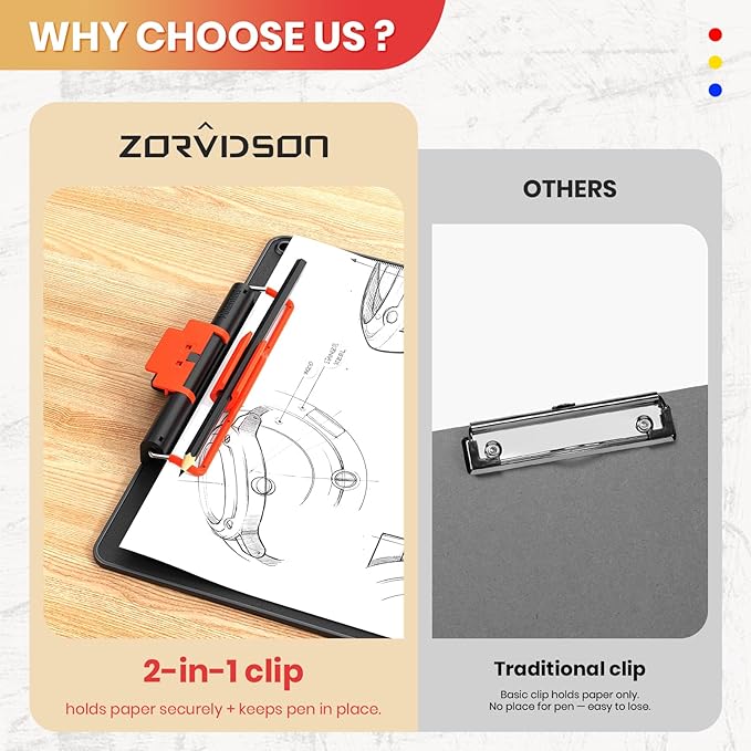 Clipboard with Pen Holder, Aluminum Frame & 2-in-1 Upgraded Clip, A4 Size 12.5 - Image 2