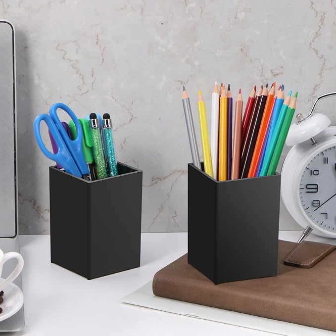 10Pack Black Acrylic Pen Holder, Desktop Pencil Organizer Makeup Brush Holder - Image 4