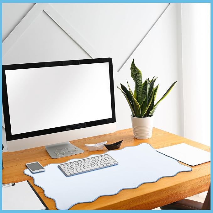 Hahafelt Scalloped Desk Mat Large Desk Pad Cute Coquette Table Mat Back to - Image 5