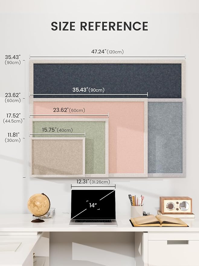 Fluxynara Bulletin Board with Oatmeal Frame, 23.6" x 17.5" Cork Board - Image 5
