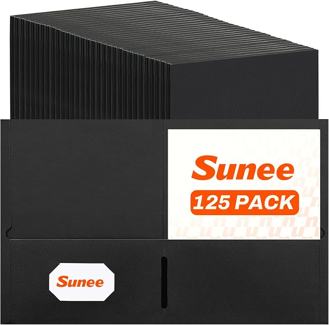 SUNEE Folders with Pockets, 2 Pocket Folders Fit Letter Size Paper, Paper File by SUNEE