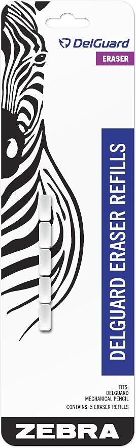 Zebra Pen DelGuard Mechanical Pencil Eraser Refills, Compatible by ZebraPen