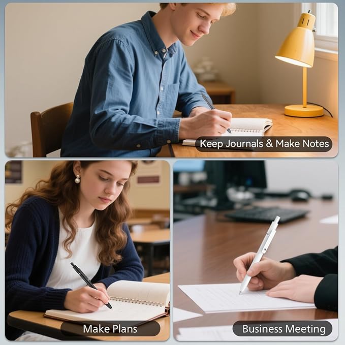 Gel Pens, 6 Pcs 0.5mm Fine Point Black Ink Pen With Smooth Writing, Office Desk Accessories, School Supplies Gifts for Men Women, Quick Dry Pens For Journaling, Black/Gray/White-DeskLoop Office