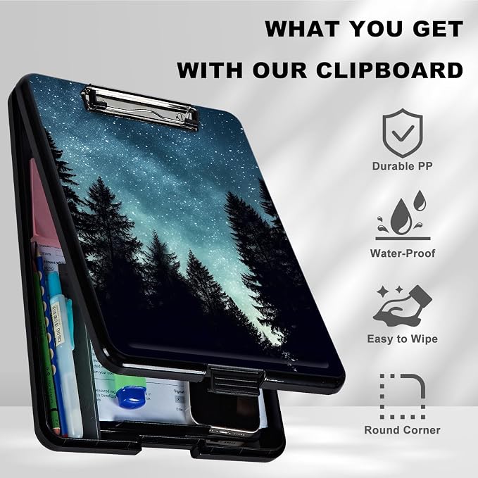 Clipboard with Storage, Plastic Storage Clipboard with Low Profile Clip - Image 6