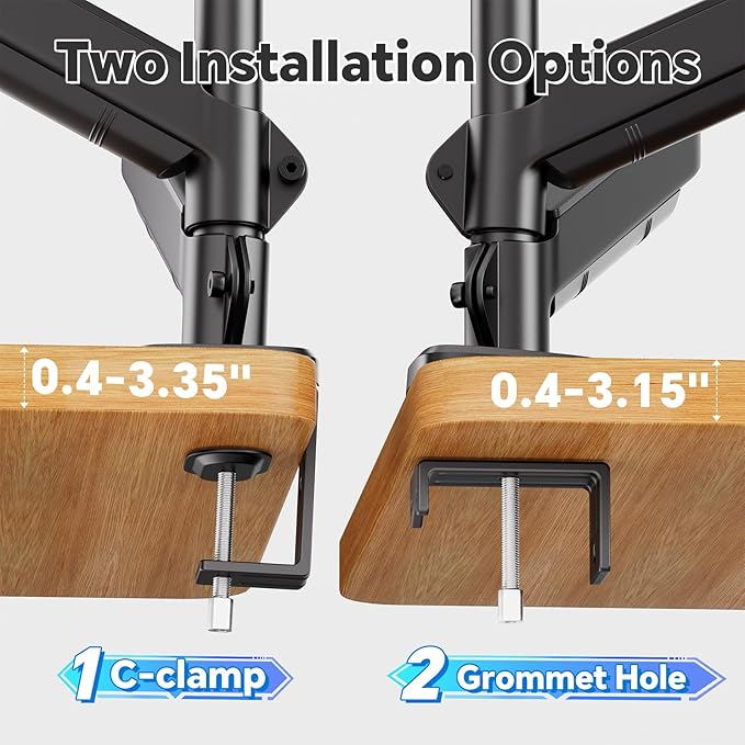 Simple Trending Dual Monitor Stand, Full Adjustable Monitor Mount, Gas Spring Monitors Arm for 13-32 inch Computer, VESA Mount with C-clamp & Grommet Mounting Holds Max 20 lbs Each, Freelift Black-DeskLoop Office