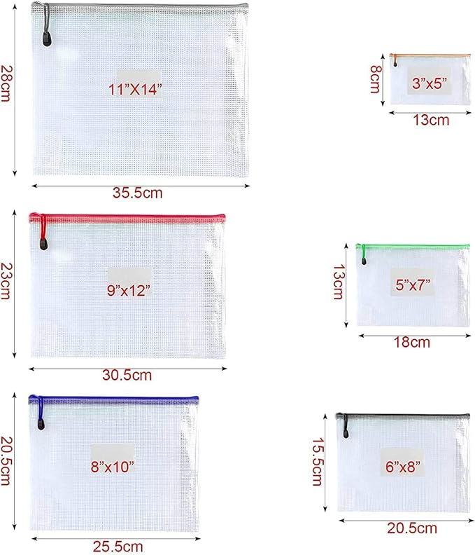 Oaimyy-18 Pcs-3"x 5"-Plastic Mesh Zipper Pouch Document Folders Bag Zipper Zip - Image 2