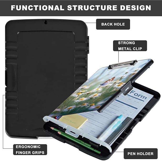 Clipboard with Storage, Heavy Duty Plastic Storage Clipboard with Low Profile - Image 6