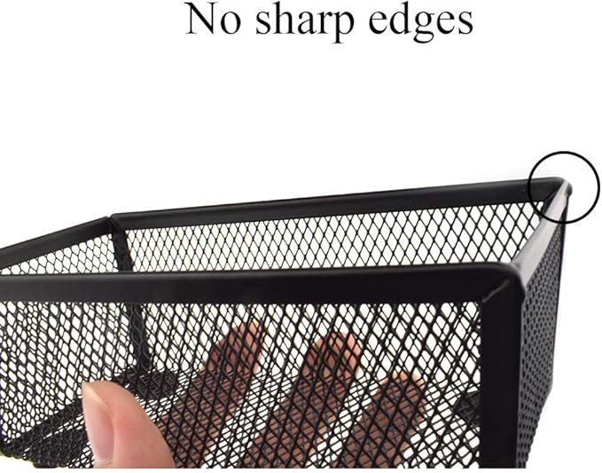 HAHIYO Stackable Mesh Tray Cup 6 x 3 x 2 inches Sturdy Container for Desk Drawer Organizer Collection for Home Office School kitchen Soft Foam Feet No Sharp Edges 2 Pack Black-DeskLoop Office
