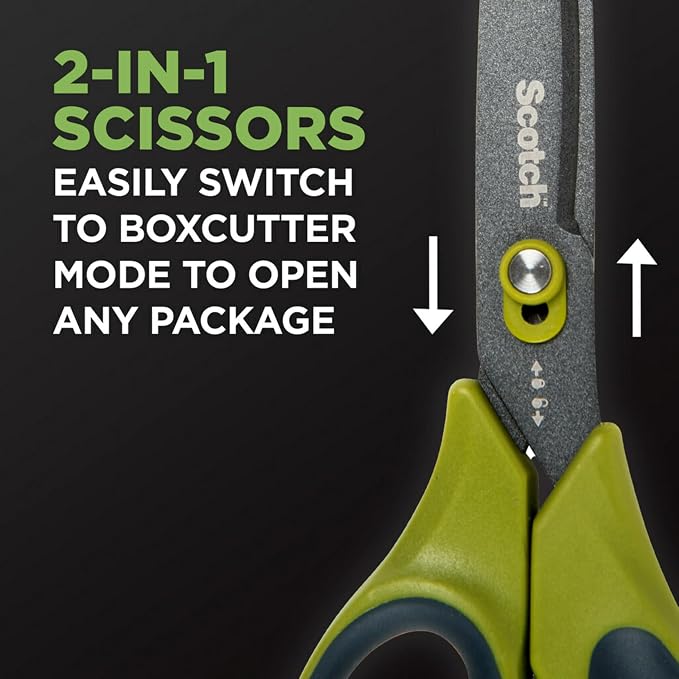 Scotch Non-Stick Unboxing Scissors, Dual-Function Scissors and Boxcutter - Image 3