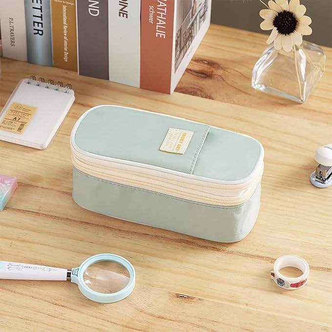 Dugio Large Pencil Case for Girls Teens Kids Pencil Bag with Zipper Pencil Pouch Aesthetic Pencil Pen Case Organizer for School Green-DeskLoop Office