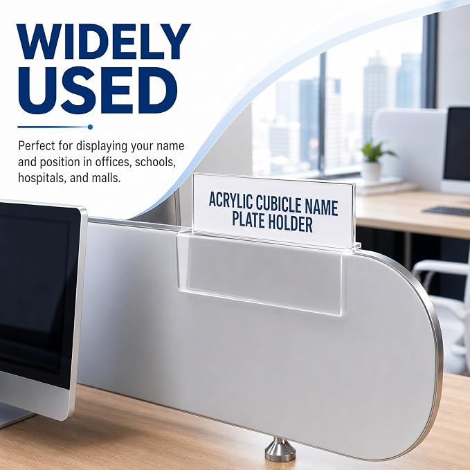 4 Pcs Double Sided Acrylic Cubicle Name Plate Holders Clear Plastic Name Plate - Image 6