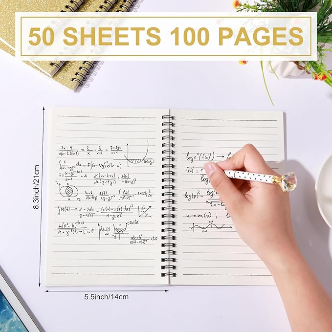 Yahenda 6 Pcs Spiral Notebook Bulk A5 Journal Lined 8.3'' x 5.5'' Writing Composition Paper Small Notepad Subject Notebook for Students Office Business Back to School Supplies (Light Gold)-DeskLoop Office