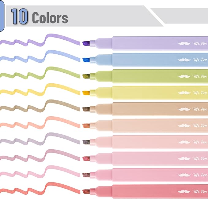 Mr. Pen- Aesthetic Highlighters No Bleed, 10 Pack, Cute Highlighters Assorted - Image 2