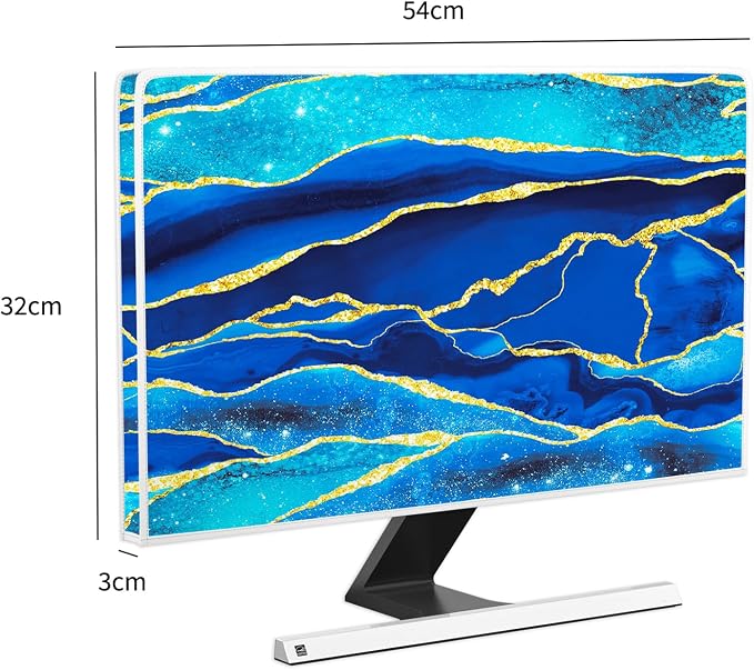 Baocicco Royal Blue Marble Waterproof Computer Monitor Dust Cover 22, 25 Inch - Image 5