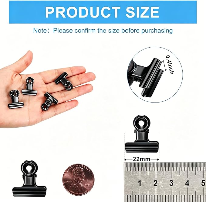 60 Pcs Metal Bulldog Clips, Mini Metal Hinge Clip Tiny Bull Binder Paper Clamp - Image 2