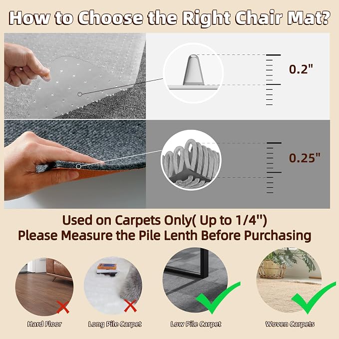 Office Chair Mat Carpet Protector: 36" x 48" Plastic Heavy Duty Computer Desk - Image 2
