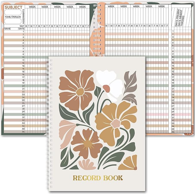 Fuyoooo Teacher Record Book 2026-2027 Spiral Bound Grade Book by Liraitoya