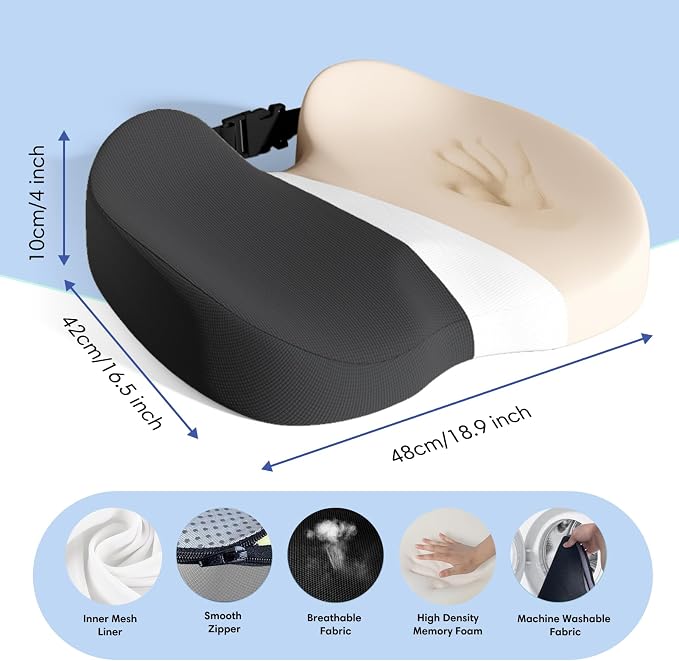 Large Memory Foam Seat Cushion for Office Chair, Truck & Wheelchair - Image 2