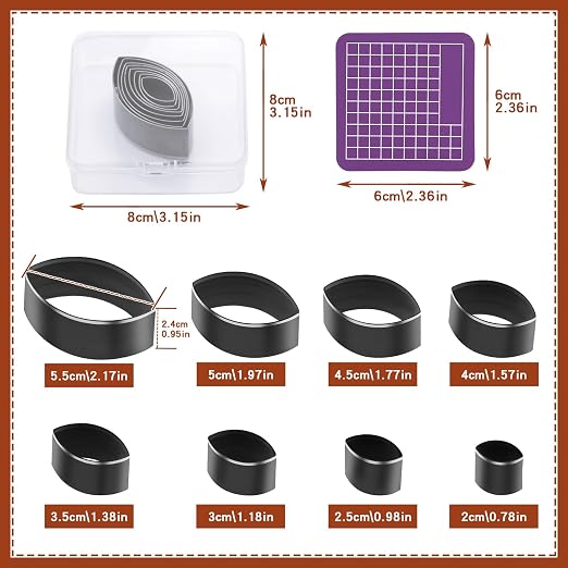 8 Pcs Leather Fusiform Cutter Tool Set, Leather Punch Set, High Carbon Steel - Image 2