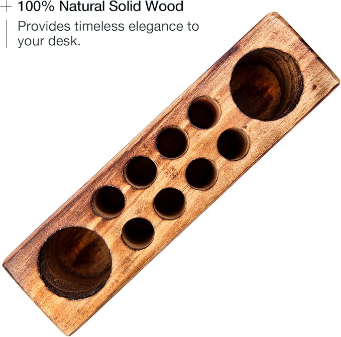 Solid Pine Wood Pen Holder for Desk – Fountain Pen Holder – Stylish Wooden Pencil Holder and Pen Desk Organizer-DeskLoop Office
