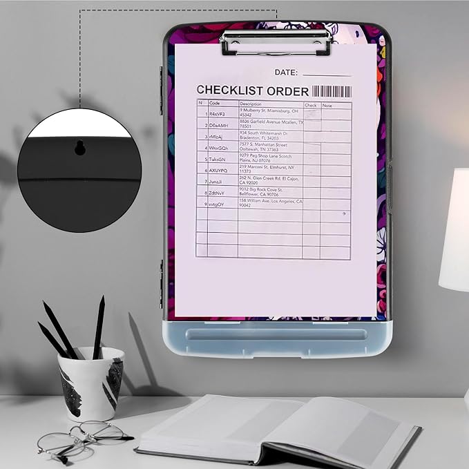 Clipboard with Storage, Heavy Duty Plastic Storage Clipboard with Low Profile - Image 4