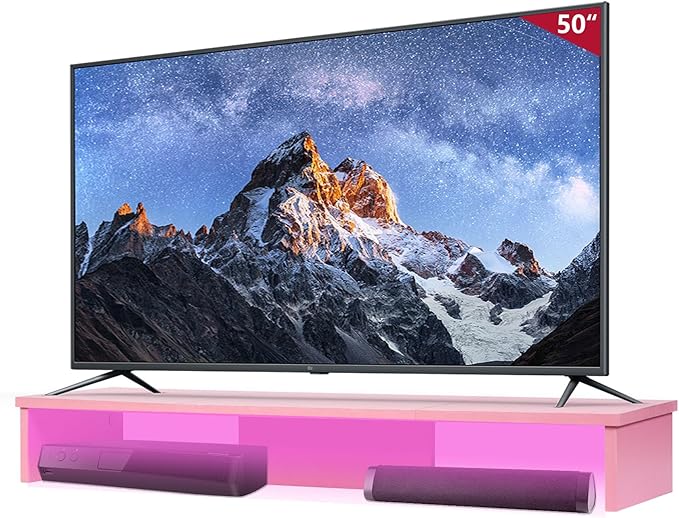 TV Riser Stand with LED Lights, 42.5" Super Large Monitor Stand Riser, Tabletop by Qupui