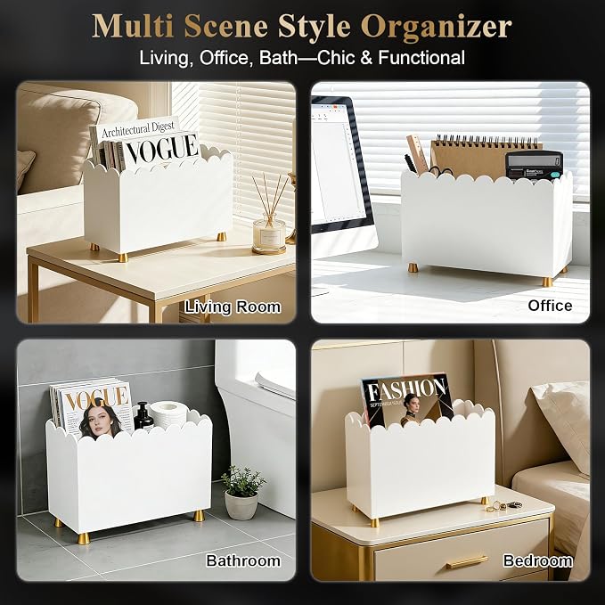 Acrylic Magazine Holder, Magazine Rack Floor, Sleek White Stylish Organizer - Image 3