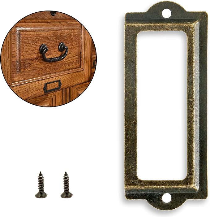 Antique Label Holder, 3.3 Inch, Office File Cabinet Shelves Drawer, Name Card - Image 9