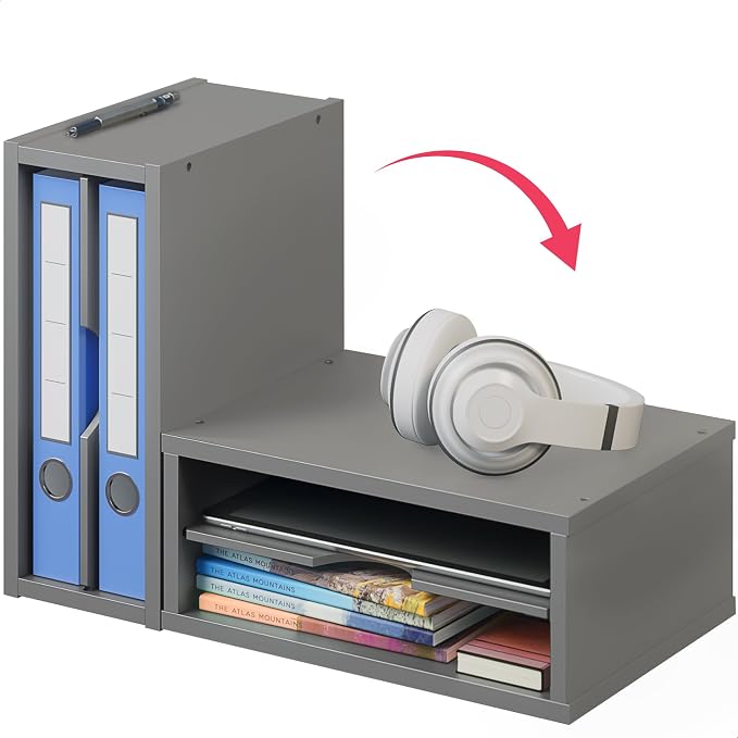 Ballucci File Organizer, 2-Tier Document Paper Sorter, Stackable Wood Desk - Image 5