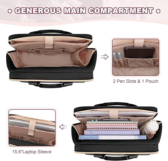 Teacher Bag with Accordion File Organizer, 15.6 Inch Laptop Briefcase - Image 5