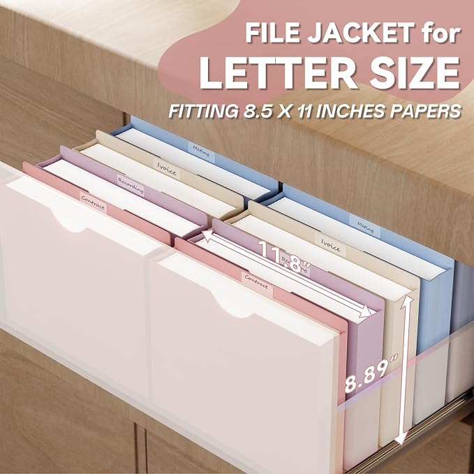 Plastic File Jackets Letter Size, Upgrade Color, 12 Pack Manilla Pocket Folders - Image 3