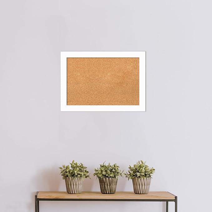 Amanti Art Natural Cork Board for Wall, 19x27 Vision Board with White Frame, Medium Corkboard Office Decor for Home Organization, Casual Corkboard Pinboard to Display Items for Home Organization in-DeskLoop Office