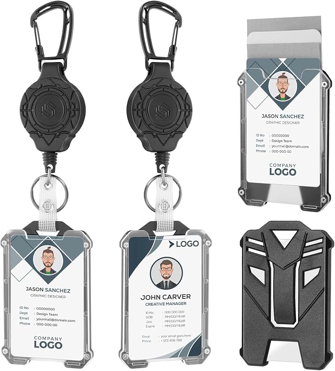2 Set Retractable Badge Holders Heavy Duty Carabiner Badge Reel Retractable by BESARME