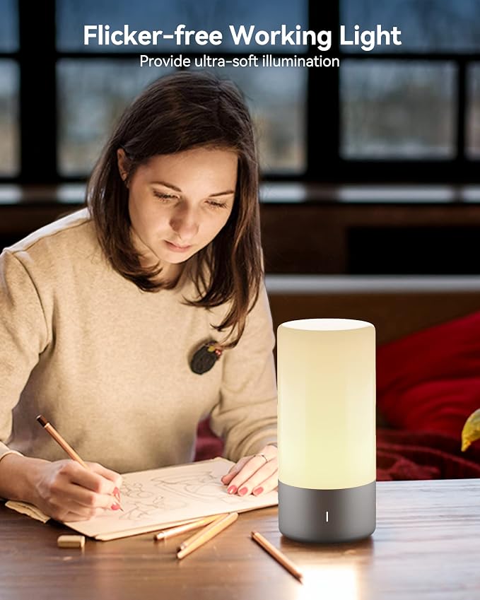 ROOTRO Table Lamp, Bedside Touch Control Lamp - Image 4
