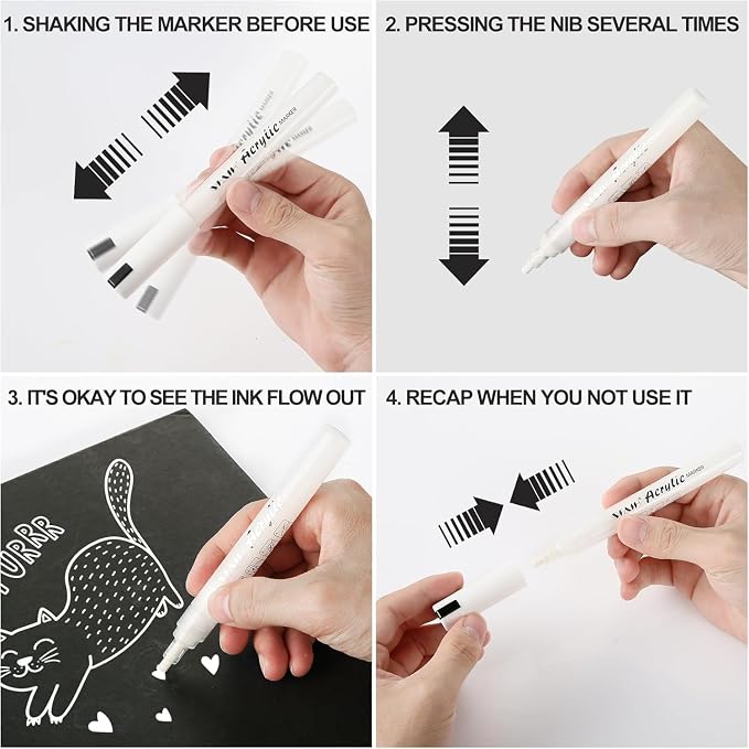 SFAIH Black & White Acrylic Paint Markers - Image 6