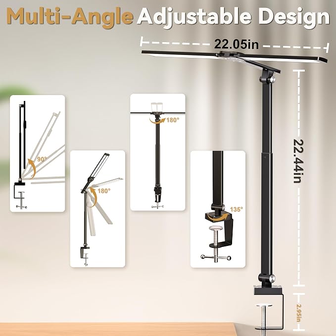 CHARYJOD LED Desk Lamp for Office Home, Height Adjustable Architect Desk Light - Image 5