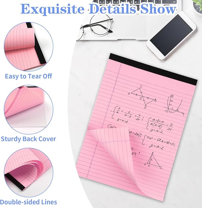 WINKIO Colored Legal Pads, 3 Pack Writing Pads 8.5 x 11 inch, Micro Perforated - Image 3