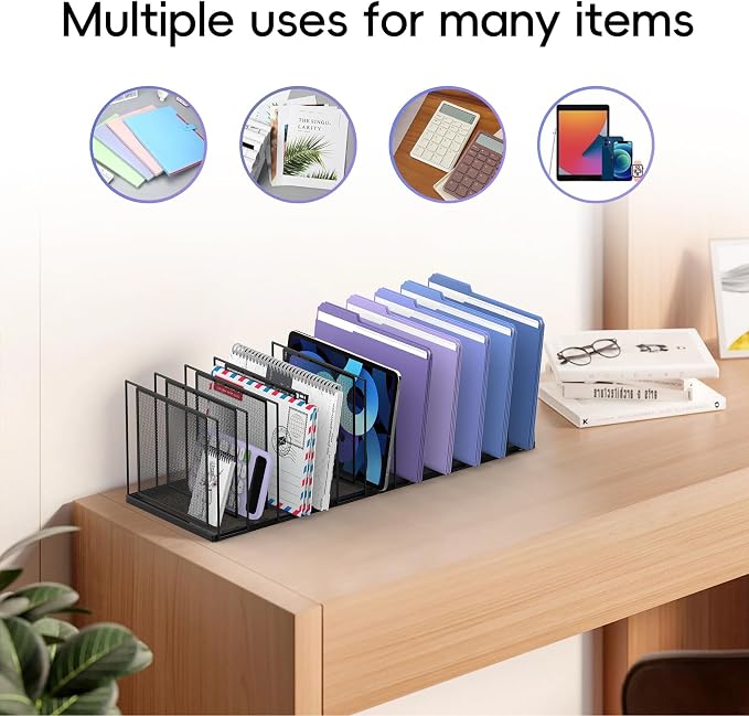 File Organizer for Desk, 11-Section Vertical File Sorter, Paper Holder - Image 3