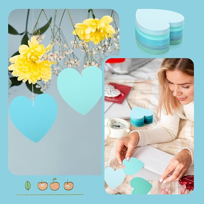 150 Pcs Heart Shape Note Cards Flat Blue Index Cards 3x3 Colored Index Cards - Image 4