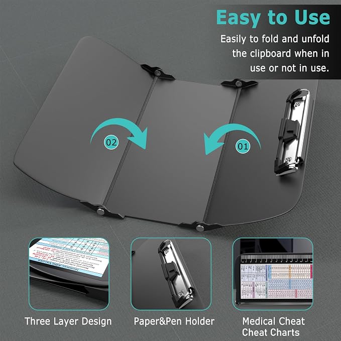 Nursing Clipboard Foldable, Foldable Clip Board w/Nursing Edition Cheat Charts - Image 5