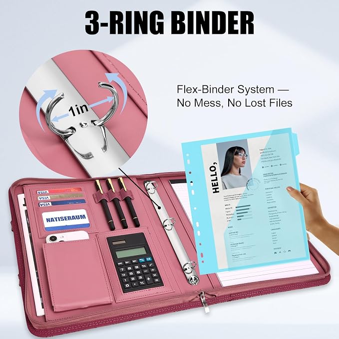 Portfolio Binder 3 Ring Includes Pen and 5 Dividers - Image 8
