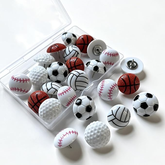 Thumb Tacks for wall, Cute Thumbtacks for Corkboards, Desk Decor for Sports by Tandarui